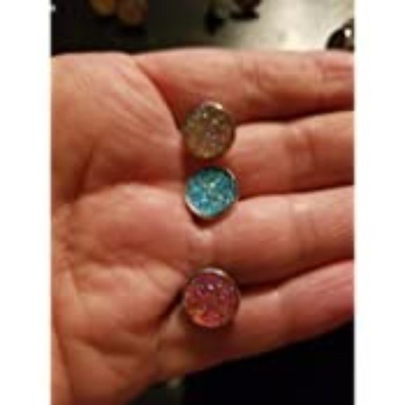 New 32 Pairs Faux Druzy Stud Earrings Stainless Steel Druzy Stud Earring… - Picture 7 of 9